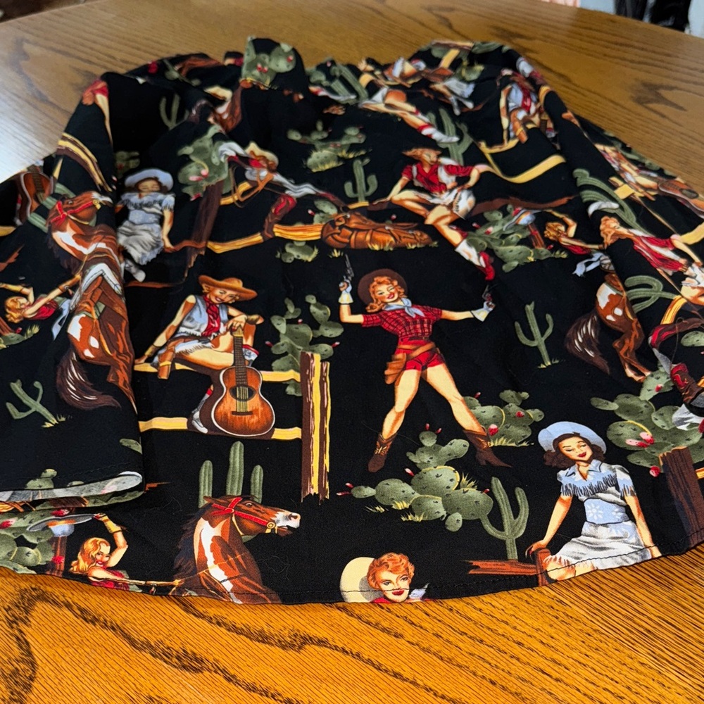 Western Themed Skirt with Cowgirl Print